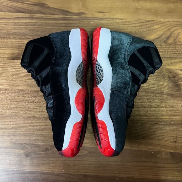 Jordan 11 Retro Bred Velvet DB5457-061 Women's 9.5 Luxury Basketball Sneaker - Picture 7 of 9